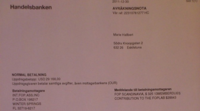 2011 Överföring till IFOPA  FOP-Forskningen