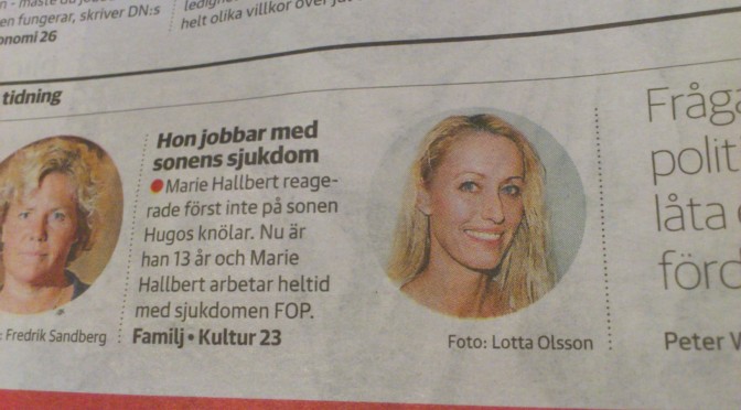 2011. Marie i DN. Fyller 45år och firar med Hugos morfar "115år till förmån för FOP"